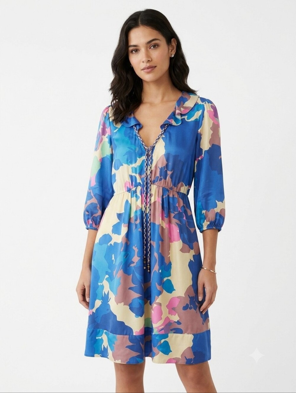 Diane Von Furstenberg Silk Floral‎ Ruffle Dress Size 10